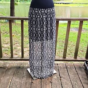 Maurice Semi-Sheer Black & White Tribal Skirt